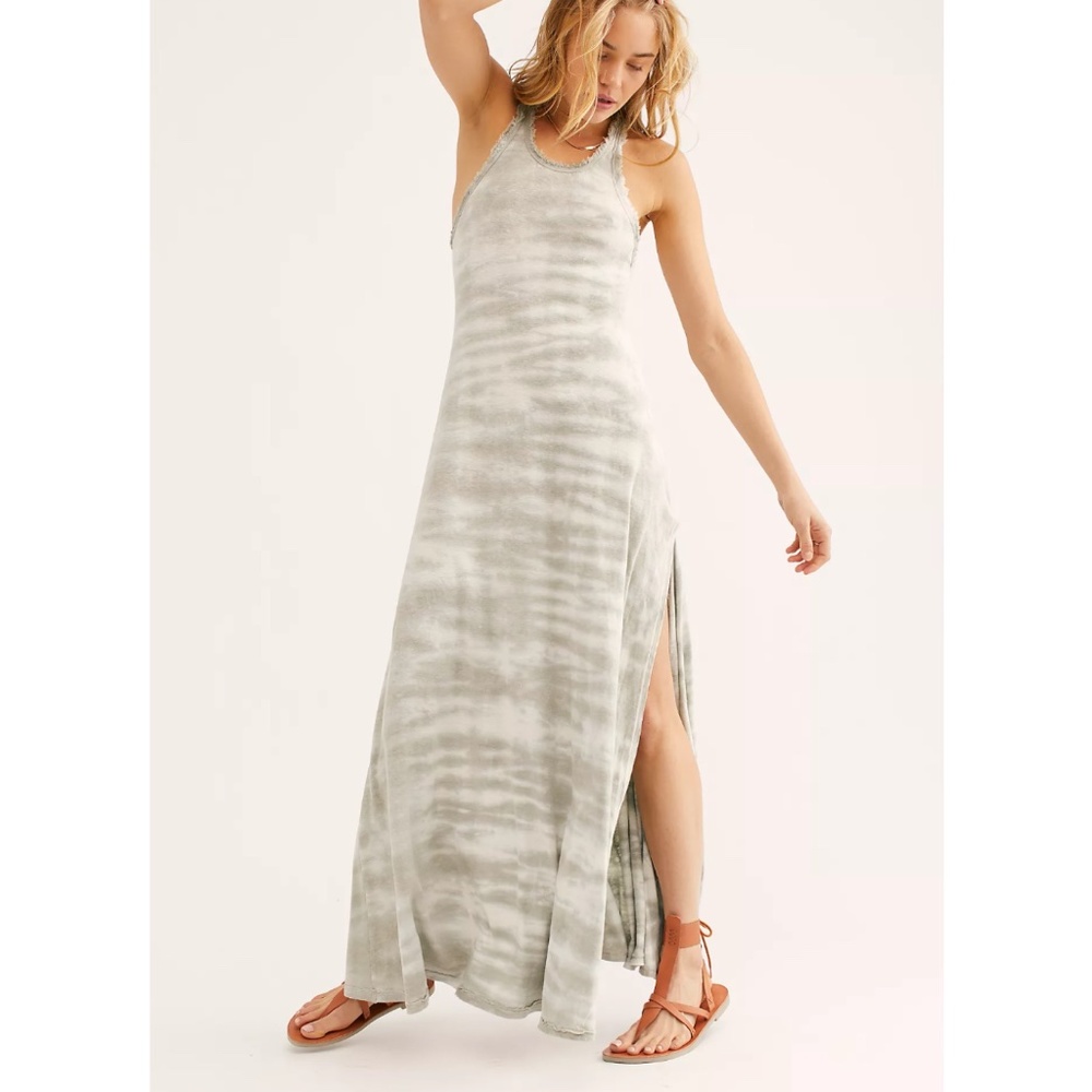 FREE PEOPLE CORA SLEEP HEMP TIE DYE MAXI SLIP  SIZE S MARBLE WASH